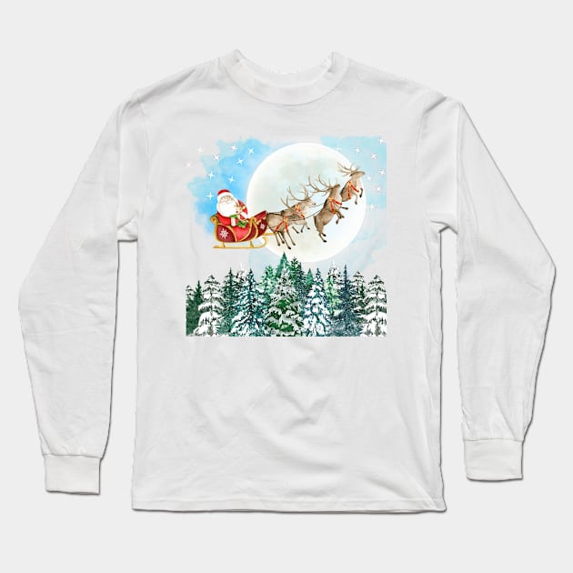 Santa’s Night to Ride Long Sleeve T-Shirt by StuffWeMade